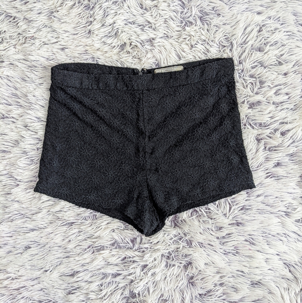 Free People Black Lace High Waisted Shorts